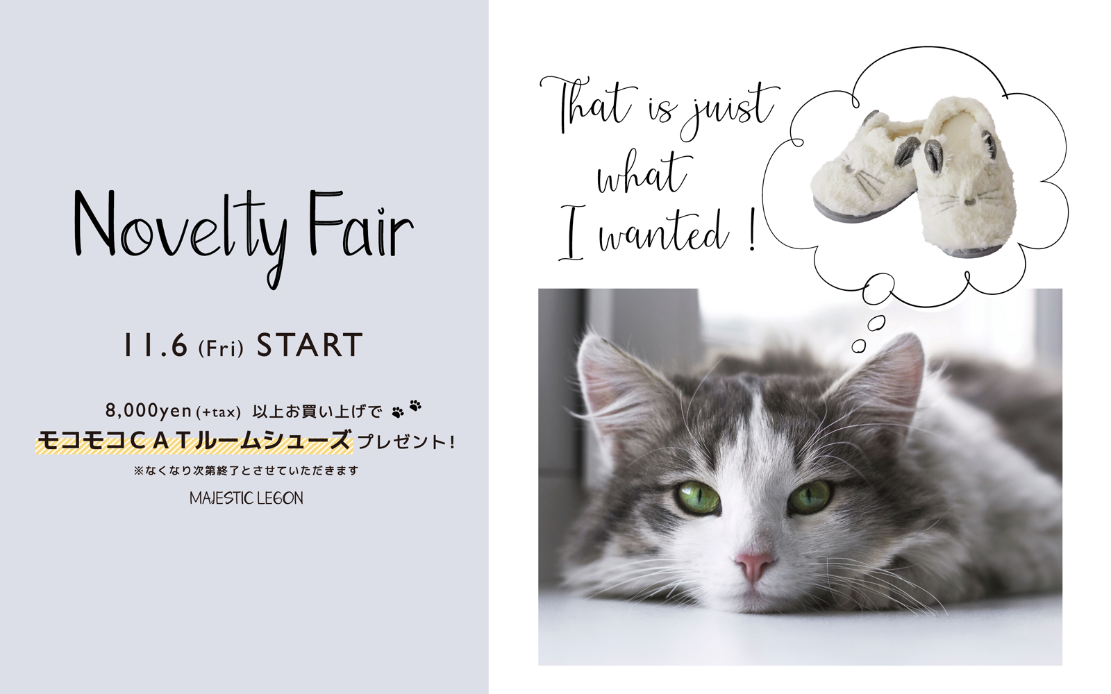 Novelty Fair ”モコモコCATルームジューズ”