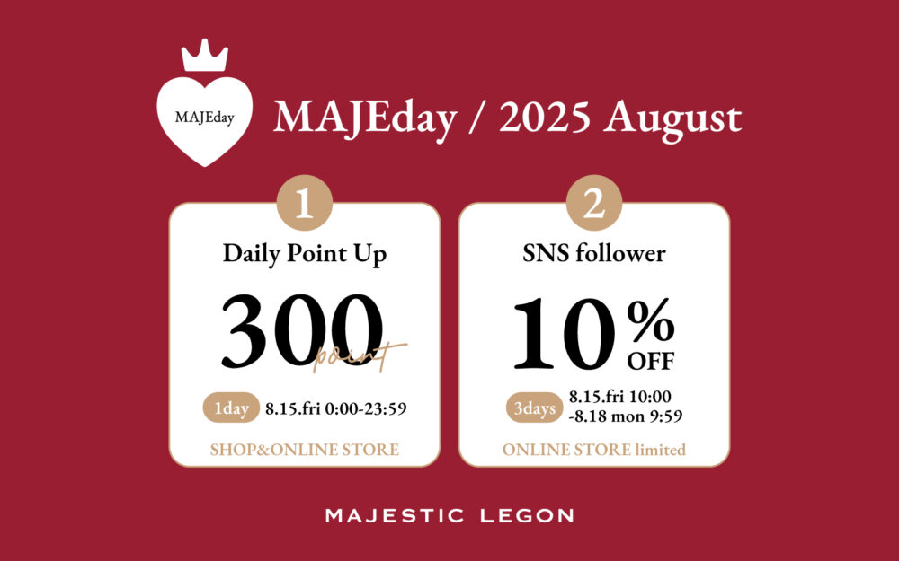 【MAJEday♥】300ptプレゼント！SNSフォロワー10%OFFを3日間開催！