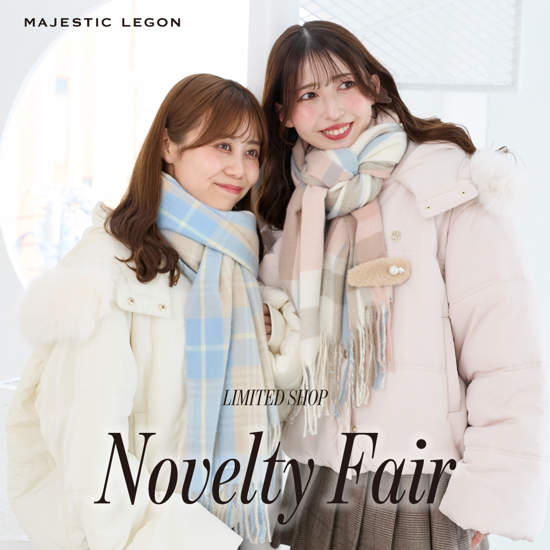 【店舗限定】Novelty Fair”ふわふわピン付きチェックマフラー”